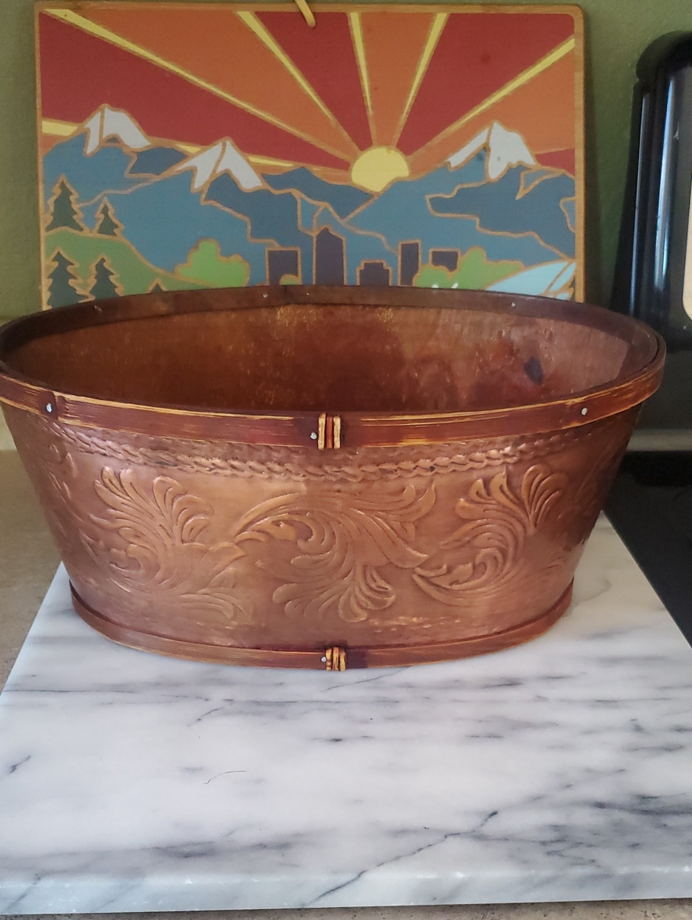 Hammered Copper Bamboo Basket